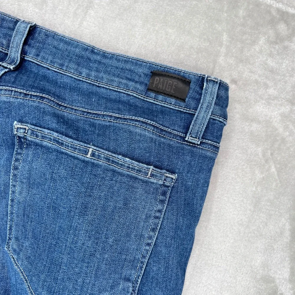 Paige Rory Crop Flare Jeans Womens 31 Zaylee Blue Stretch Raw Hem Denim New Nwt - Picture 15 of 15